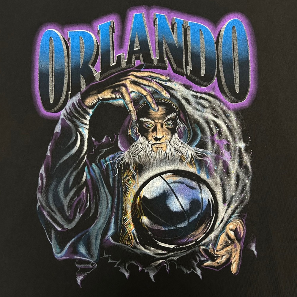 Vintage Orlando Magic Wizard Double Sided Tshirt Men Large Nutmeg Mills 1993 90s - Picture 8 of 11